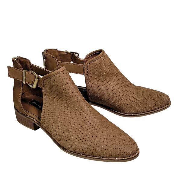Steven Cirsi Leather Point Toe Cognac Ankle Boots Womens Size 8 - Picture 1 of 12